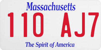 MA license plate 110AJ7