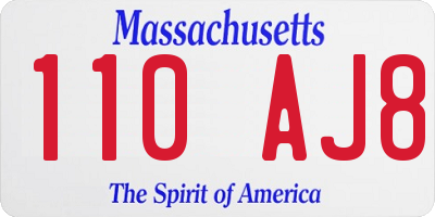 MA license plate 110AJ8