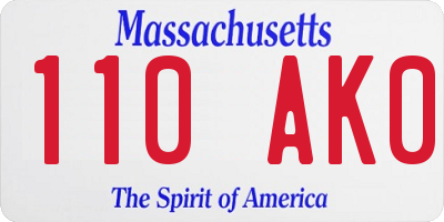MA license plate 110AK0