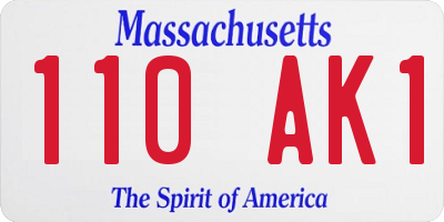 MA license plate 110AK1