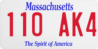 MA license plate 110AK4