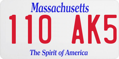 MA license plate 110AK5