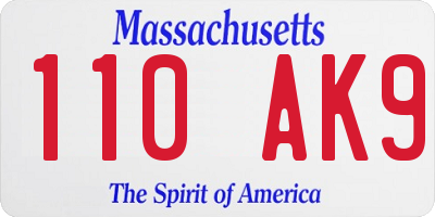 MA license plate 110AK9