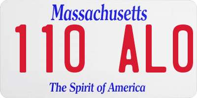 MA license plate 110AL0