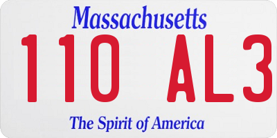MA license plate 110AL3