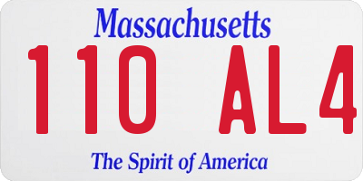 MA license plate 110AL4