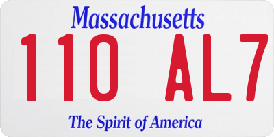 MA license plate 110AL7