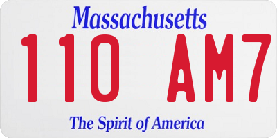 MA license plate 110AM7