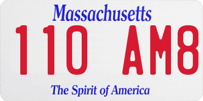 MA license plate 110AM8