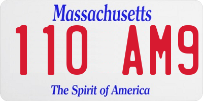 MA license plate 110AM9