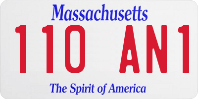 MA license plate 110AN1