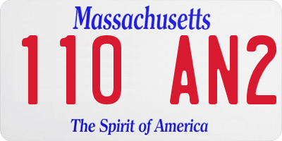 MA license plate 110AN2