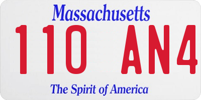 MA license plate 110AN4