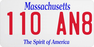 MA license plate 110AN8