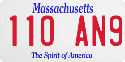 MA license plate 110AN9