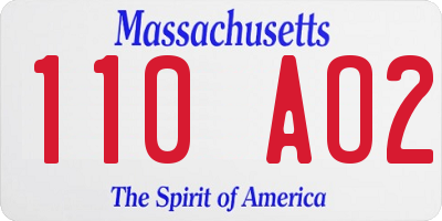 MA license plate 110AO2