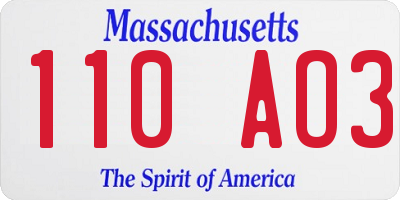 MA license plate 110AO3