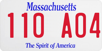 MA license plate 110AO4