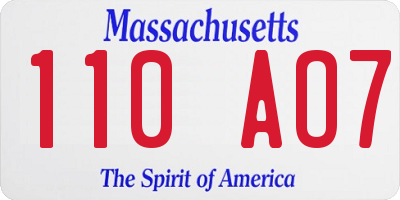 MA license plate 110AO7