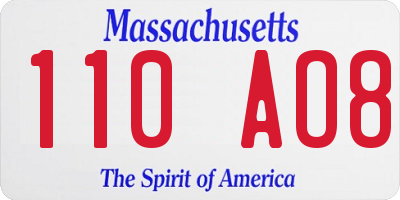 MA license plate 110AO8