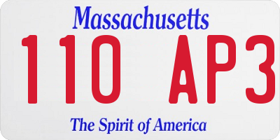 MA license plate 110AP3