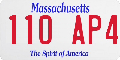 MA license plate 110AP4
