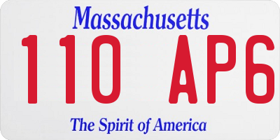 MA license plate 110AP6