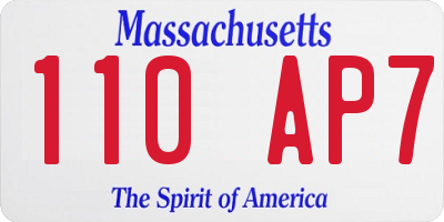 MA license plate 110AP7