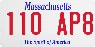 MA license plate 110AP8