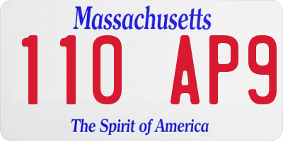 MA license plate 110AP9