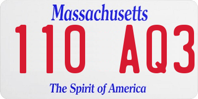 MA license plate 110AQ3