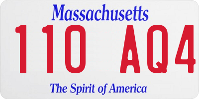 MA license plate 110AQ4