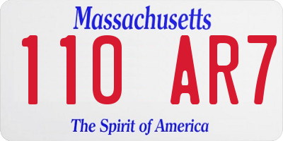 MA license plate 110AR7