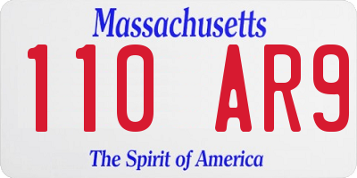 MA license plate 110AR9