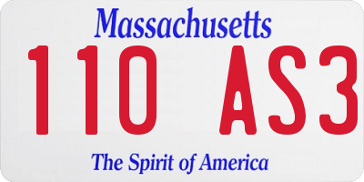 MA license plate 110AS3