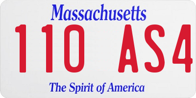 MA license plate 110AS4