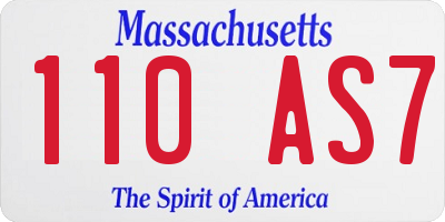 MA license plate 110AS7