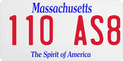 MA license plate 110AS8