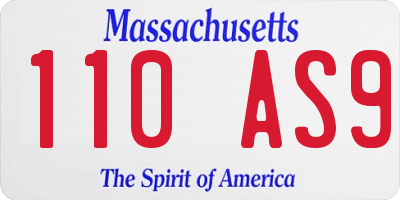 MA license plate 110AS9