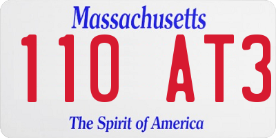 MA license plate 110AT3