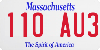 MA license plate 110AU3
