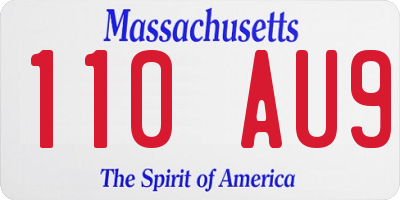 MA license plate 110AU9