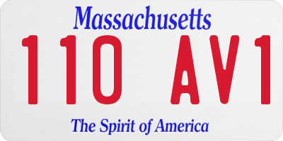 MA license plate 110AV1