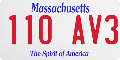 MA license plate 110AV3