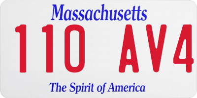 MA license plate 110AV4