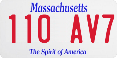 MA license plate 110AV7
