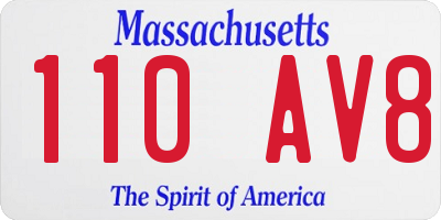 MA license plate 110AV8