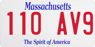 MA license plate 110AV9