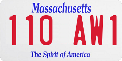 MA license plate 110AW1