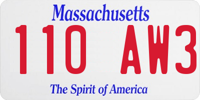 MA license plate 110AW3